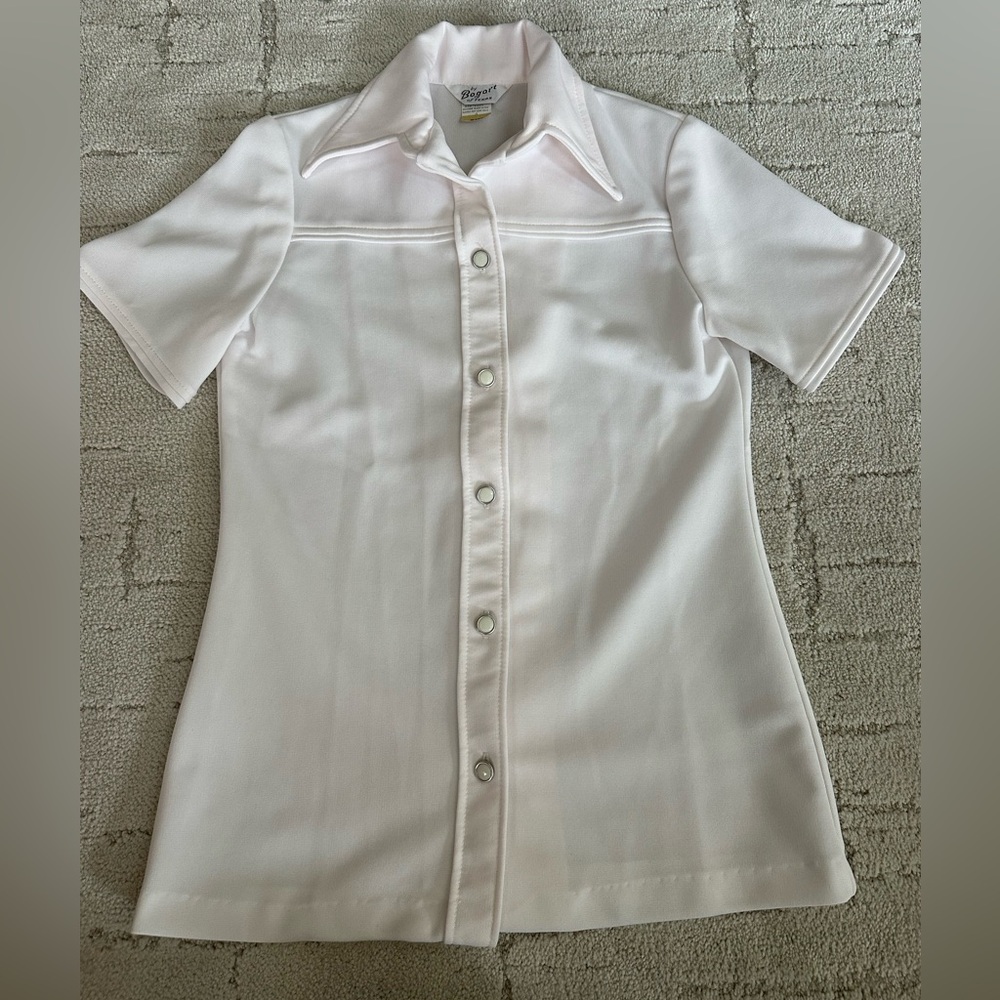 Bogart Vintage White Button-Front Short Sleeve Dress